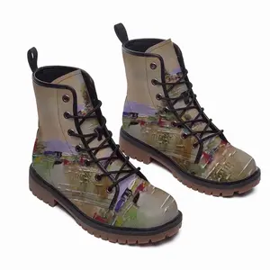 Men Yellow Ochre Trees Leather Work Boots