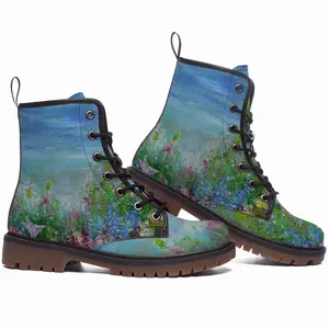 Men Butterflies Leather Work Boots