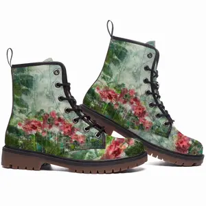 Men Paradise Flowers Leather Work Boots