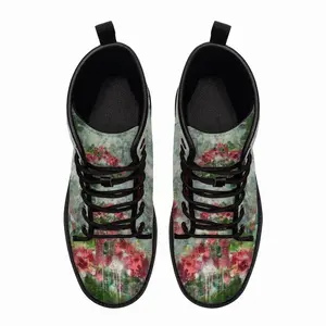 Men Paradise Flowers Leather Work Boots