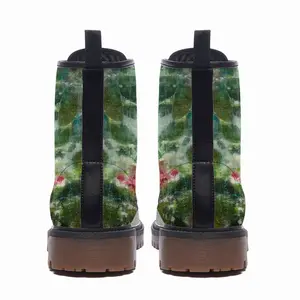 Men Paradise Flowers Leather Work Boots