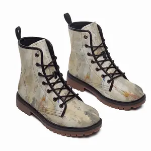 Men Shades Of White Leather Work Boots