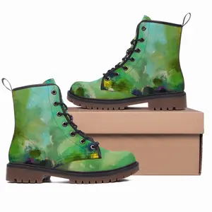 Men Green 3 Leather Work Boots