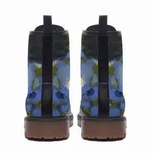 Men Water Lilies Leather Work Boots