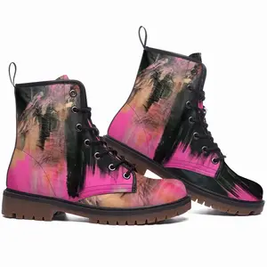 Men Pink Garden Leather Work Boots