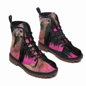 Men Pink Garden Leather Work Boots