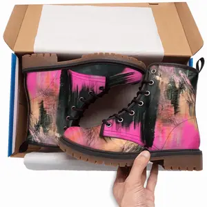 Men Pink Garden Leather Work Boots