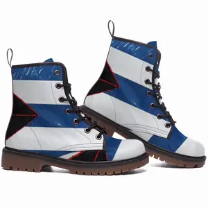 Men Public Flag Cuba Leather Work Boots