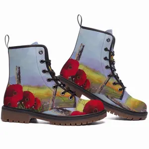 Men Fence Poppies Leather Work Boots