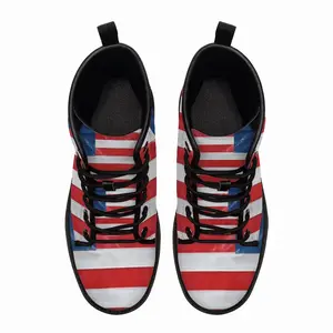 Men Pubic Flag United States Leather Work Boots