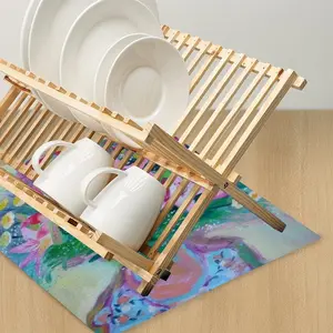 Lilies On White Kitchen Drying Pad (Square)