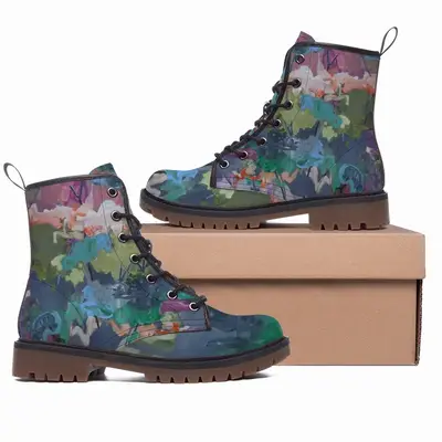 Men Flowers In The Fall Leather Work Boots