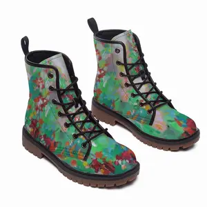 Men Summer Flowers Leather Work Boots