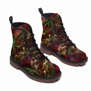 Men Red And Gold Selva Leather Work Boots