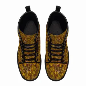 Men Floral Arrangement D Leather Work Boots