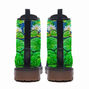 Men Water Lilies On The Blue Lake Leather Work Boots