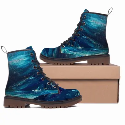 Men Scottish Starry Night Leather Work Boots