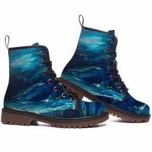 Men Scottish Starry Night Leather Work Boots