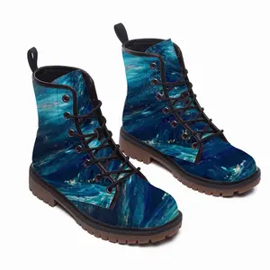 Men Scottish Starry Night Leather Work Boots