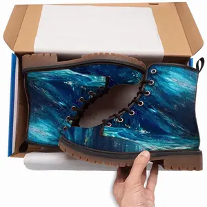 Men Scottish Starry Night Leather Work Boots