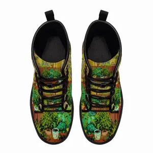 Men Backyard Garden With Yellow House Leather Work Boots