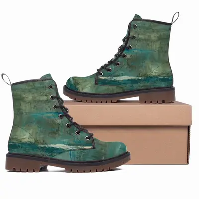 Men Imaginary Landscape Japanese Leather Work Boots