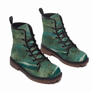 Men Imaginary Landscape Japanese Leather Work Boots