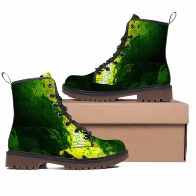 Men Bigin Green Leather Work Boots