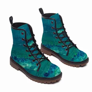 Men The Waves Seascape Leather Work Boots