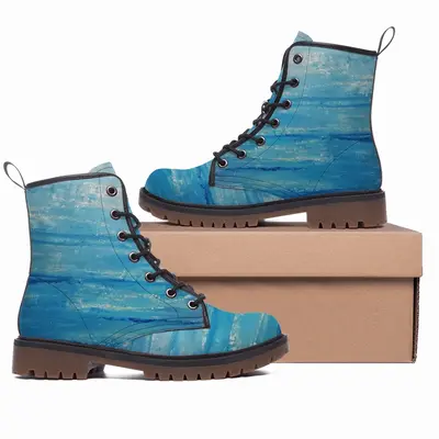 Men Blue Sky Blue Ocean Leather Work Boots