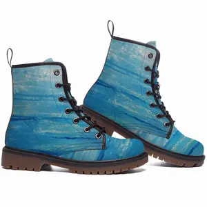 Men Blue Sky Blue Ocean Leather Work Boots