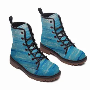 Men Blue Sky Blue Ocean Leather Work Boots