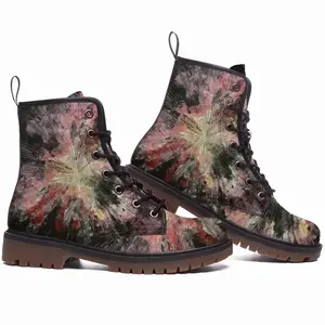 Men Cosmic Flower Leather Work Boots