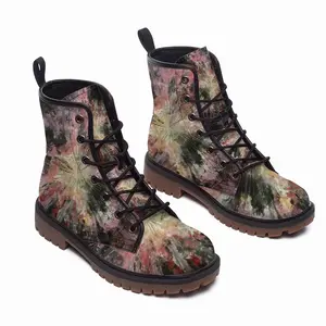 Men Cosmic Flower Leather Work Boots