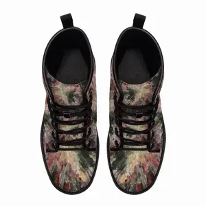 Men Cosmic Flower Leather Work Boots