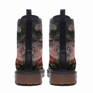 Men Cosmic Flower Leather Work Boots