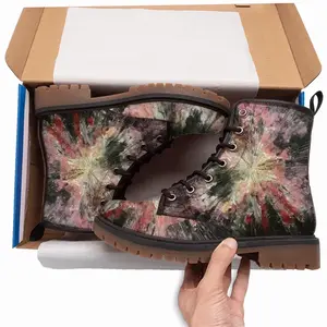 Men Cosmic Flower Leather Work Boots