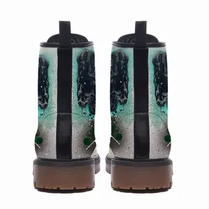 Men Basic Green Leather Work Boots