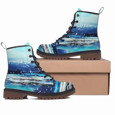 Men Waters Imaginary Seascape Leather Work Boots