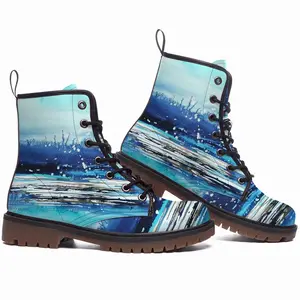 Men Waters Imaginary Seascape Leather Work Boots