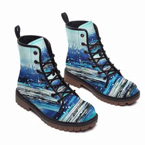 Men Waters Imaginary Seascape Leather Work Boots