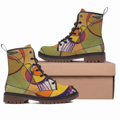 Men Fake Stained Glass 1 Leather Work Boots