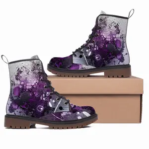 Men Basic Violet Leather Work Boots