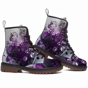 Men Basic Violet Leather Work Boots