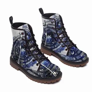 Men Basic Indigo Leather Work Boots