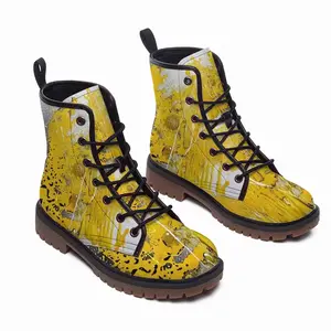 Men Basic Yellow Leather Work Boots