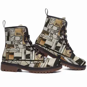 Men Emergency Optimism (Collage) Leather Work Boots