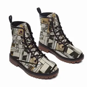 Men Emergency Optimism (Collage) Leather Work Boots