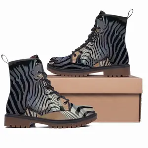 Men Dreamy Zebra Leather Work Boots