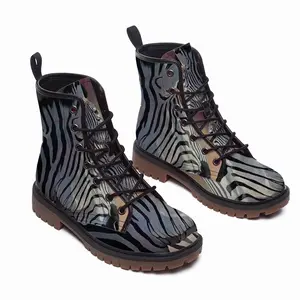 Men Dreamy Zebra Leather Work Boots